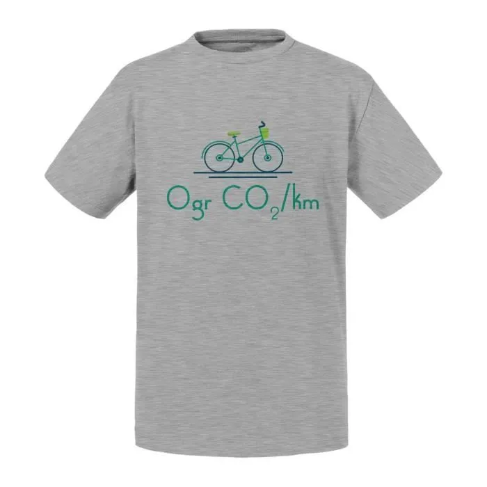 T-shirt Enfant Gris 0gr CO2/km Vélo Vert Écologie Environnement Planète-0