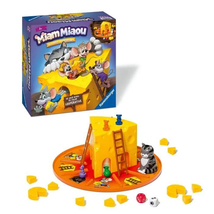 Jeu de société - Ravensburger - Miam Miaou - La course aux fromages - Enfant 3 ans - 2 à 4 joueurs-1