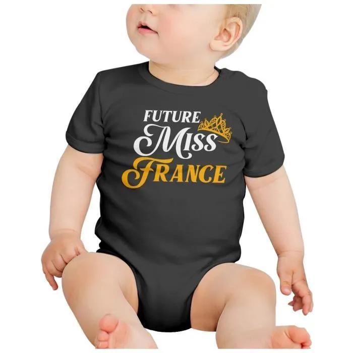 Body Bébé Manche Courte Noir Future Miss France Enfant Beauté-1
