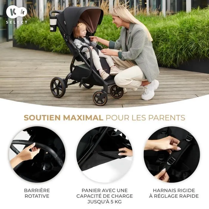 Poussette canne jusqu'à 27 kg - KINDERKRAFT MITZY - Pliage d'une seule main - Grandes roues amorties sans gonflage - Vert-2