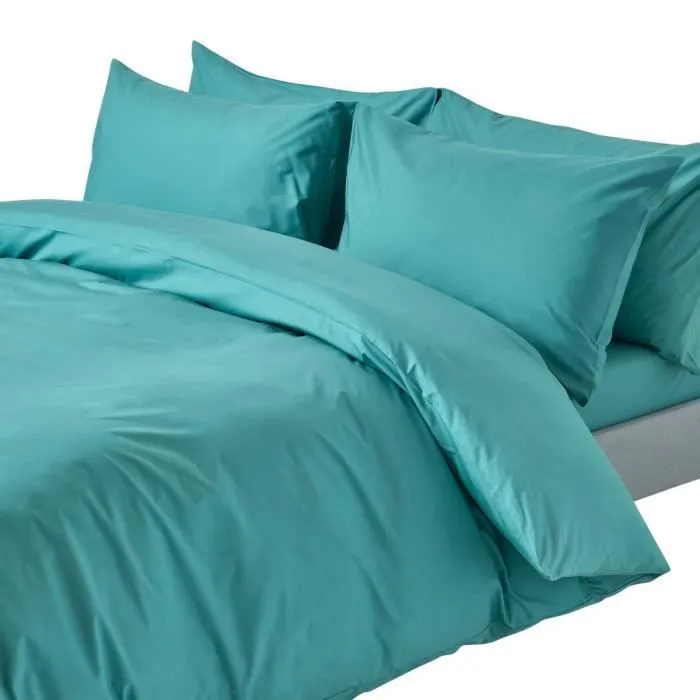 Housse de couette - MARQUE - Sarcelle - 200 fils - Hypoallergénique - 135 x 200 cm-0