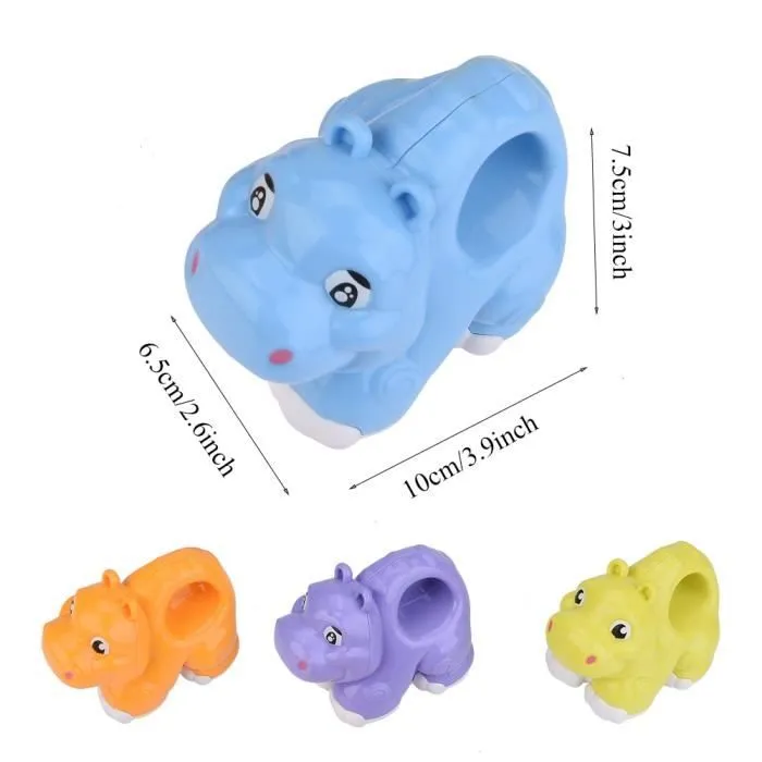 4sets voiture jouet Cute Cartoon Toddler Kids Toy Petites voitures Roue libre par inertie coulissante (Hippo) LANQI-1