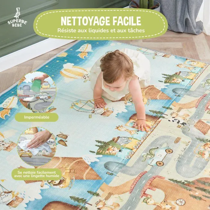 Tapis de Jeu en mousse, épais et pliable pour enfants - 180 x 150 x 1 cm - PTEROGLYPHE | SUPERBE BEBE-3