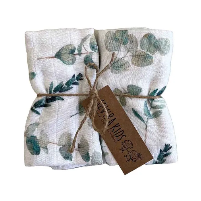 Lot de 2 langes en viscose de bambou Eucalyptus 50x50 cm Multicolore-0