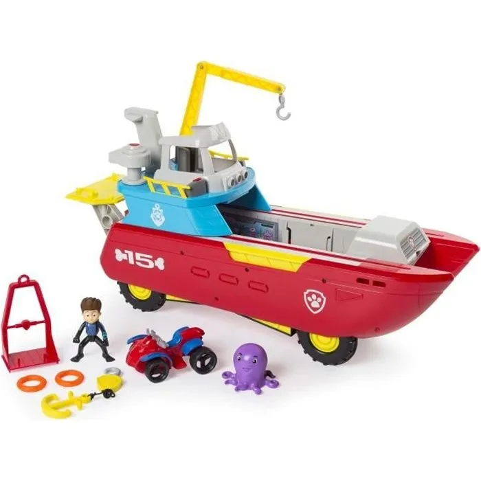 Bateau Sea Patroller - Pat' Patrouille - Véhicule de sauvetage avec effets sonores et lumineux-0