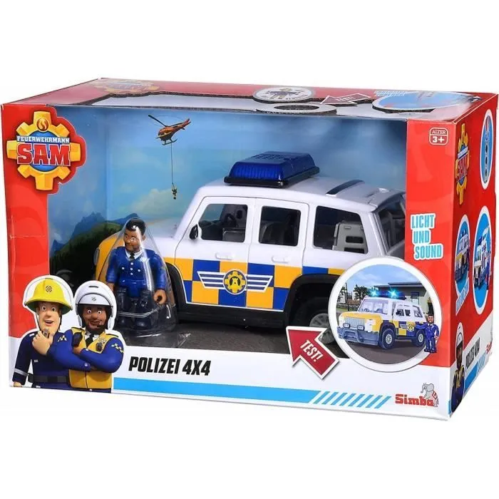 Véhicule 4x4 Police - SIMBA - Sam le Pompier - 19cm - Figurine Malcolm - Accessoires inclus-0