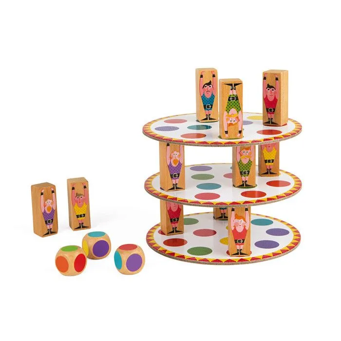 Jeu d'adresse JANOD - Acrobat' - Pour Enfants de 5 Ans et Plus - Tour de Pions en Bois Multicolores-0
