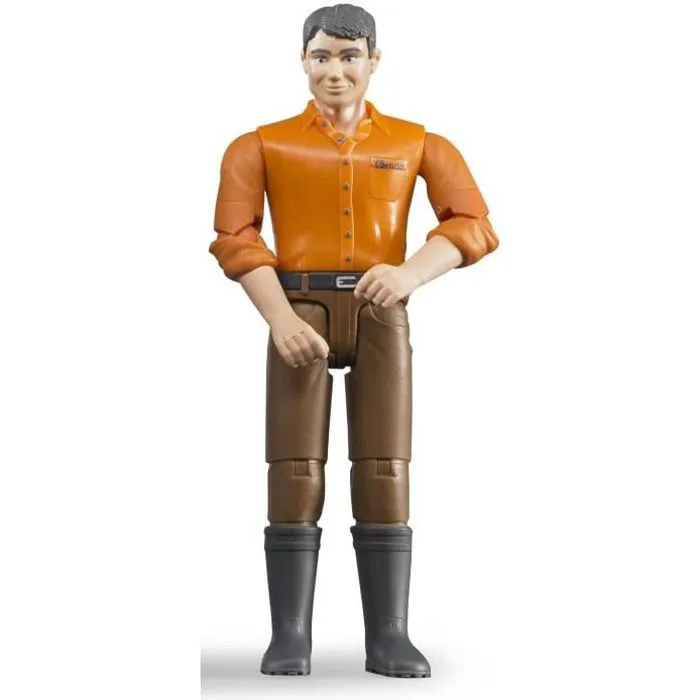 Figurine BRUDER - Homme châtain avec jean marron - Articulé - Pour enfant de 4 ans et plus-0