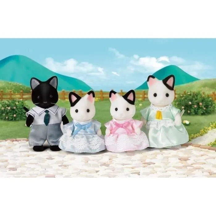 SYLVANIAN FAMILIES - 5181 - Famille Chat Bicolore - Articulée et Habillée - A partir de 3 ans-0