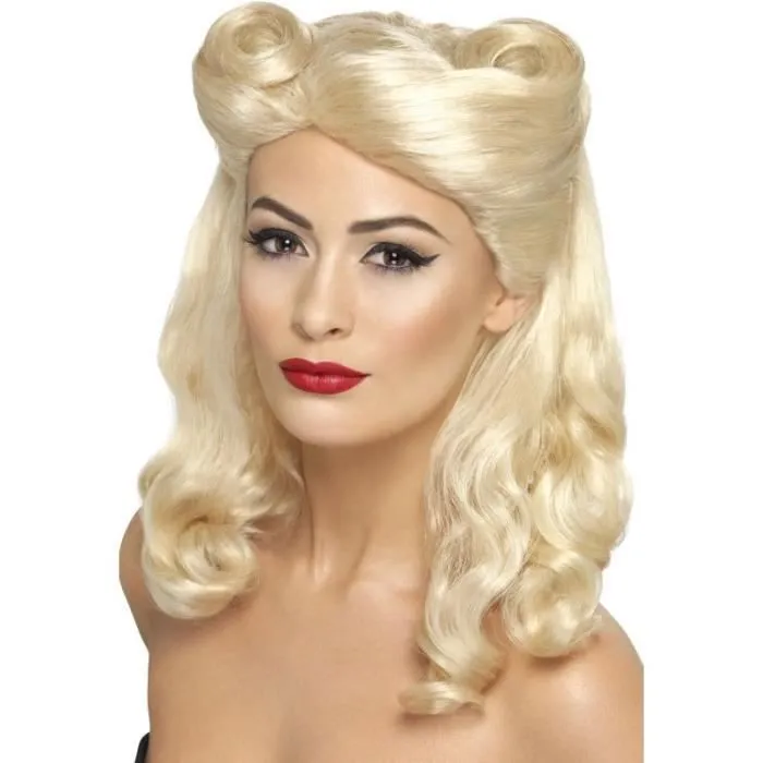 Perruque pin-up années 40 blonde Taille Unique-0