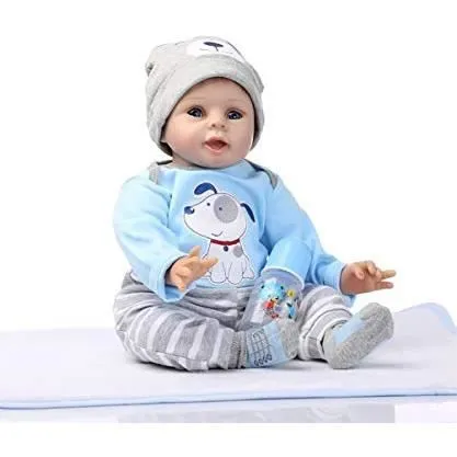 Bébé Reborn Poupée Silicone Souple en Vinyle 22 Pouces 55cm Réaliste Nouveau née Bébé Reborn garçon Jouets-1