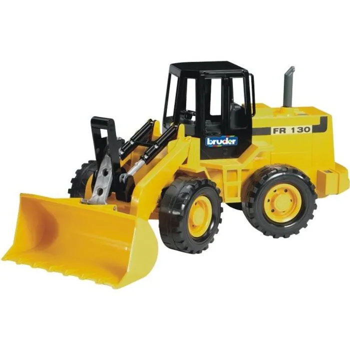 Chargeur Tractopelle BRUDER FR130 - Pelle articulée - Pour enfant de 3 ans et plus - Jaune et noir-0