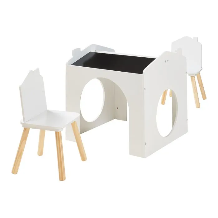 Ensemble de table de dessin et 2 chaises pour enfants Romso blanc-0