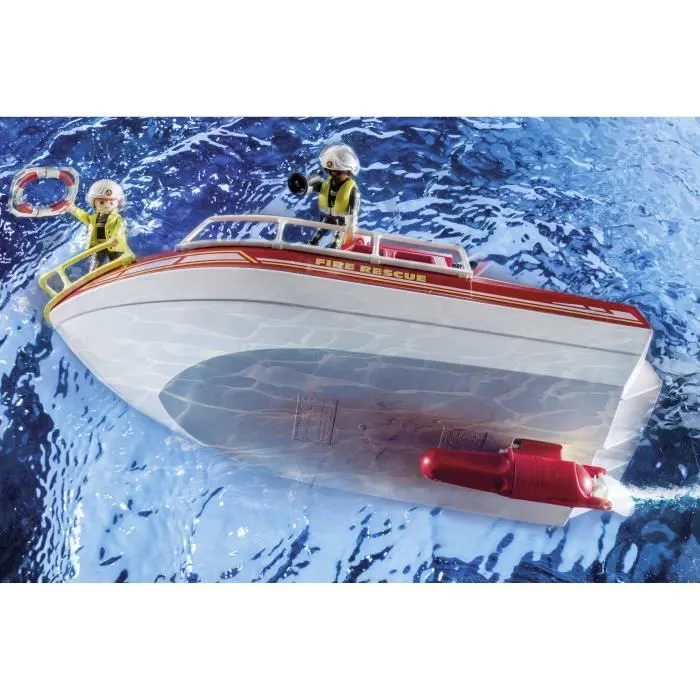 PLAYMOBIL 71598 Bateau de sauvetage et pompiers, Les pompiers, Action Heros, Dès 4 ans-3