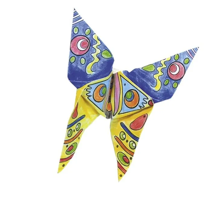 Kit Origami - Fridolin - Papillon - 20 Feuilles - 15x15 cm - À colorier-2