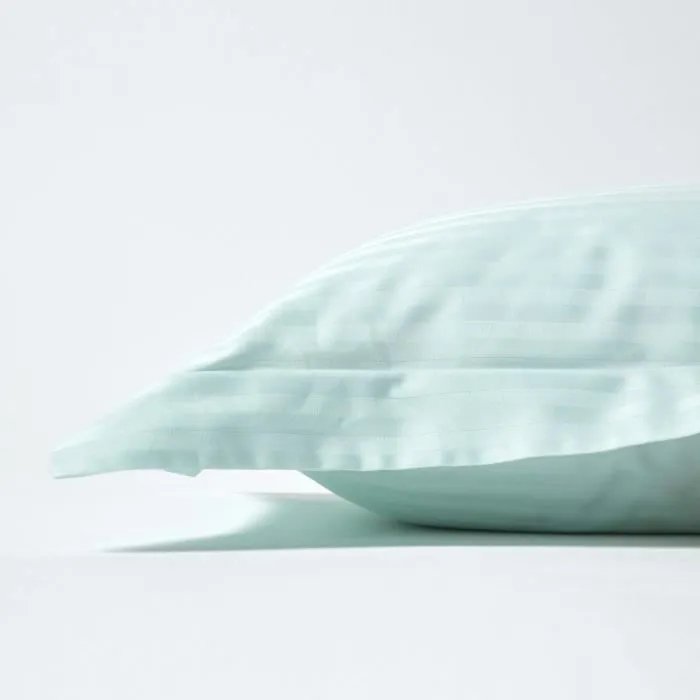 Taie d'oreiller - Coton - 50 x 75 cm - Rayé - Bleu - Satin de coton-1