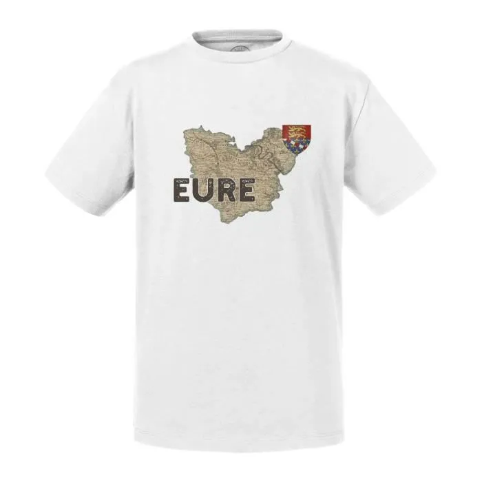 T-shirt Enfant Blanc Eure 27 Departement Evreux Carte Ancienne Normandie-0