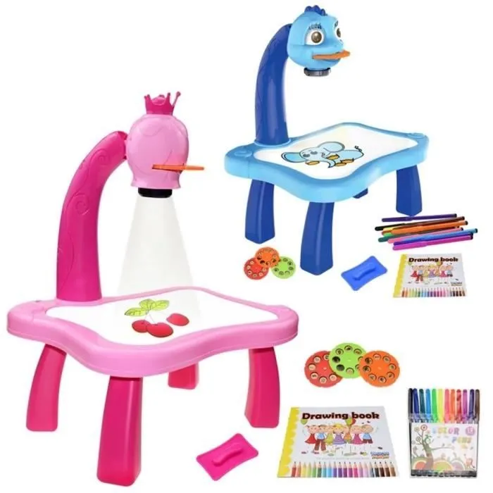 pour enfants, projecteur de dessin Led, tableau de coloriage à l'eau, bureau avec lumière musicale, jeu de peinture-1