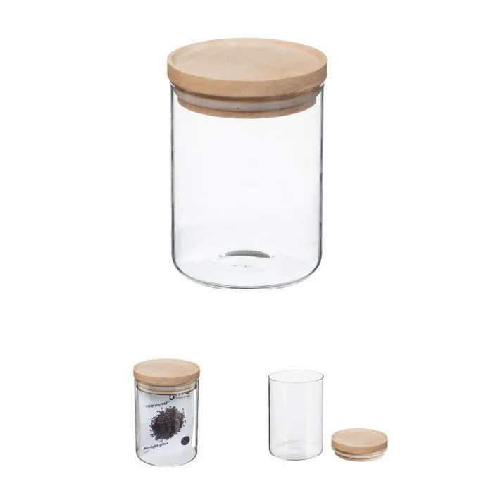 Bocaux de rangement en verre et bois couvercle hermétique Atmosphera - Bocal hermétique 0.6 Litre-4