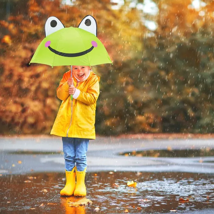 Relaxdays Parapluie pour enfants motif grenouille effet 3D fille garçon forme cloche, vert-1