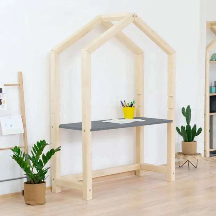 Bureau enfant cabane STOLLY naturel et gris-1