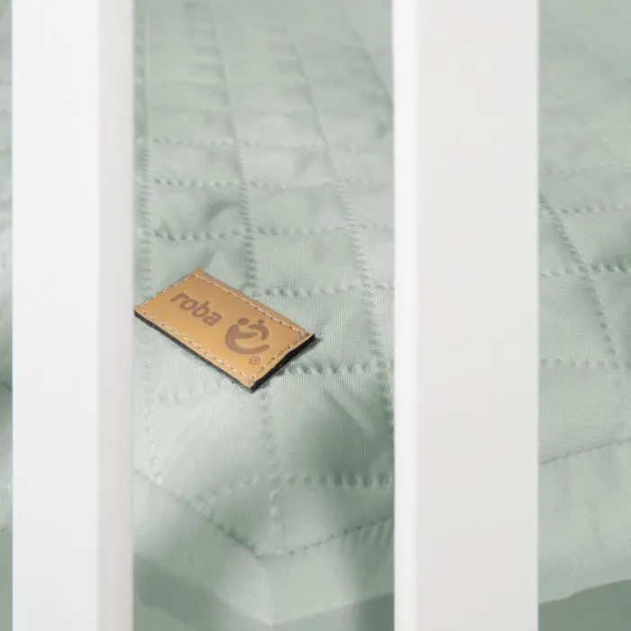 ROBA Parc Bébé "roba Style" Hexagonal + Insert de Protection Vert et Roulettes - Bois Laqué Blanc-1