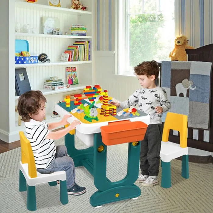 Table d'activités - LARS360 - Multifonctionnelle - 1 Table + 2 Chaises - 300 Blocs - Sécurisée-5