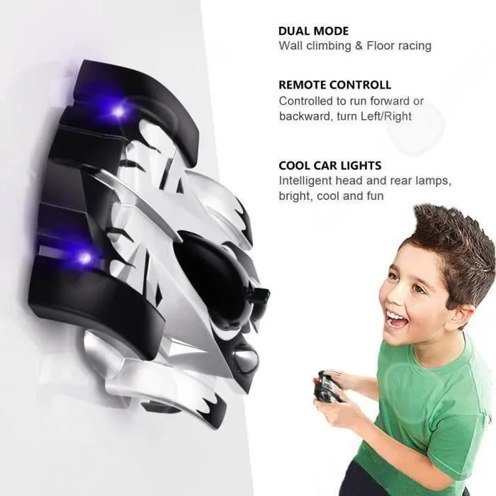 CONFO RC Voiture Mur Grimpeur Rapide Voiture de Course Anti-gravité Cool Jouets pour Garçons 8-10 Ans Noir Cadeaux de Anniversaire N-1