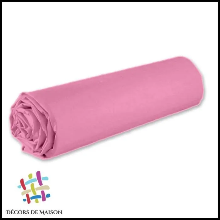 Drap Housse Uni 2 Personnes 140X190 cm - Rose Pétale-Décors De Maison-0