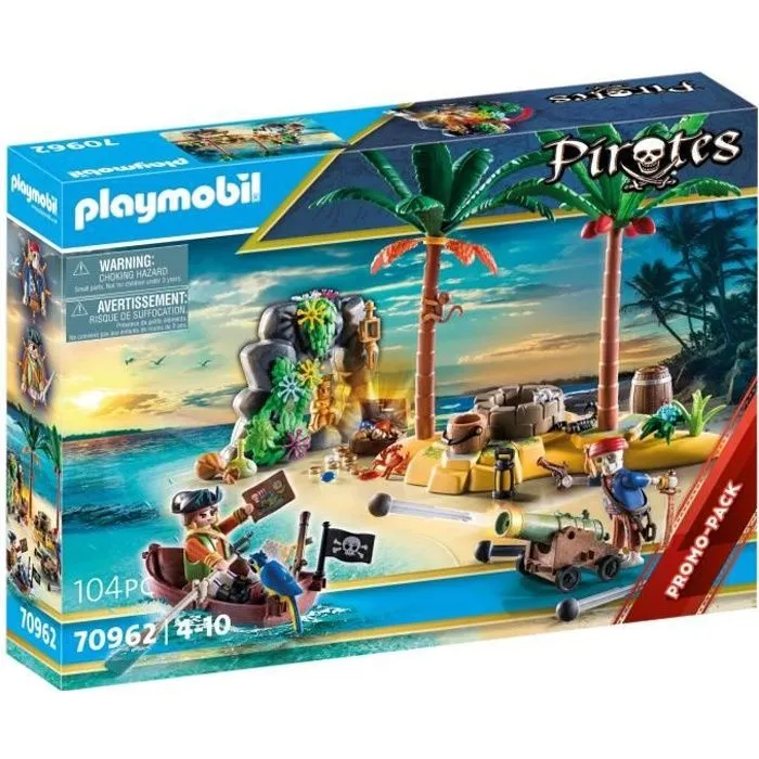 PLAYMOBIL - 70962 - Pirate - Ilôt des pirates - Aventure île au trésor - 104 pièces-0