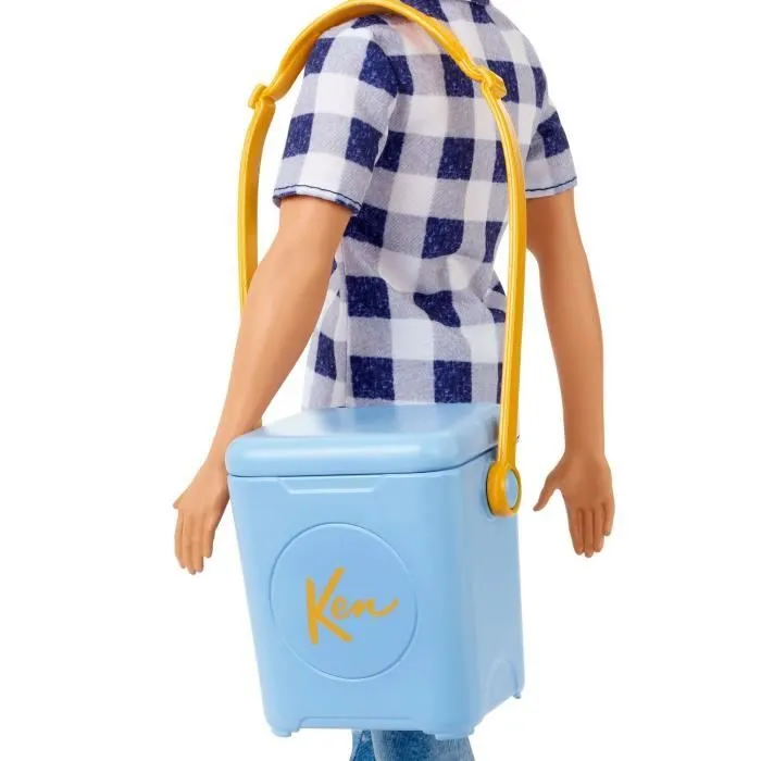 Poupée Barbie Ken Camping - 3 ans et + - Chemisette à carreaux, jean, paire de tennis - 6 accessoires inclus-4