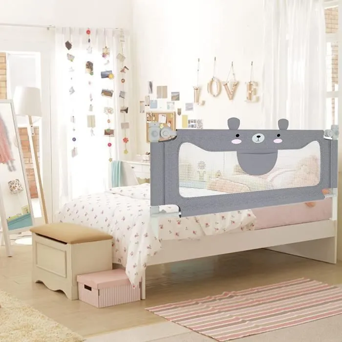 YUENFONG Barrière de lit de 150 cm - Pour lit d'enfant - Portable avec hauteur réglable - Barrière de lit pour bébé-2