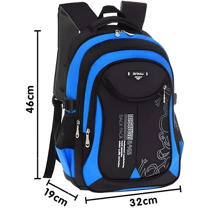 Sac à Dos Scolaire - Noir - Polyester - 32 x 19 x 46 cm - Enfant-0