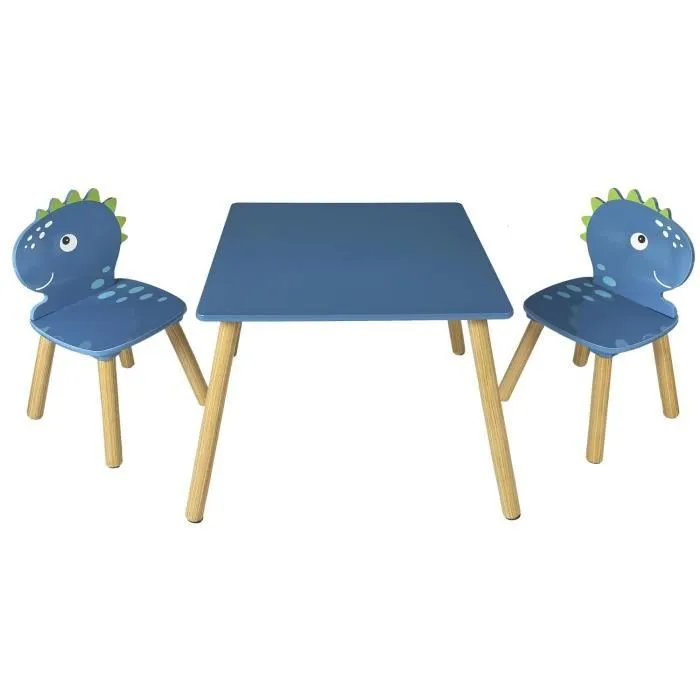 Table et 2 chaises Dino Bleu Home Deco Kids-0