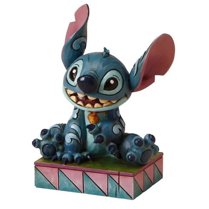 Figurine Stitch Ohana means Family - Disney Tradition by Jim Shore - Effet bois peint à la main - Hauteur 10 cm-0