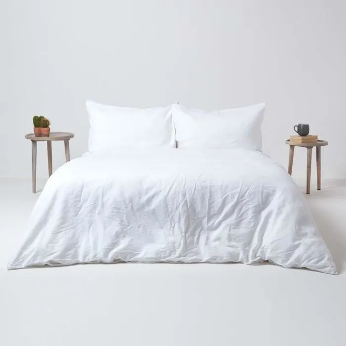 Drap-housse - Blanc - 90 x 190 cm - Lin lavé - Coton - Grand bonnet-3