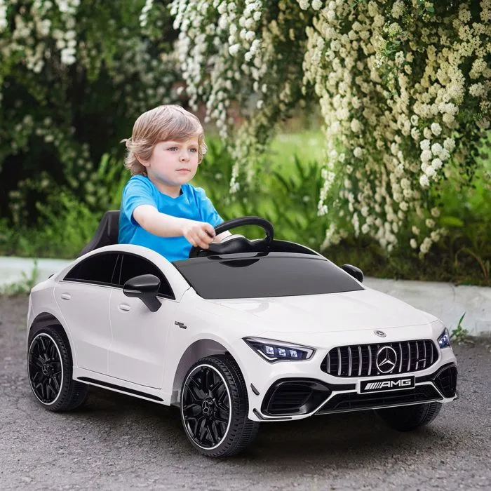 Voiture électrique enfant Mercedes-benz AMG CLA 45 - AIYAPLAY - telecommande - vitesse 3-5 km/h, phare LED et effets sonores - blanc-2