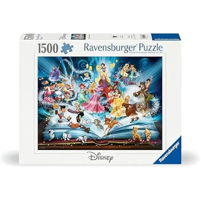 Puzzle - RAVENSBURGER - Le livre magique des contes Disney - 1500 pièces - À partir de 14 ans - Relaxation-1