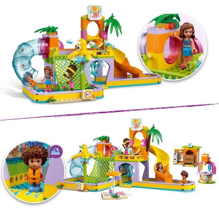 LEGO® 41720 Friends Le Parc Aquatique, Jouet d'Été à Construire pour Enfants de 6 Ans, avec Mini-Poupées, Toboggans et Aquarium-1