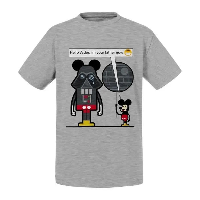 T-shirt Enfant Gris Game of Geek Dark Vador Mickey Je Suis Ton Père Maintenant Star Wars Disney Humour-0