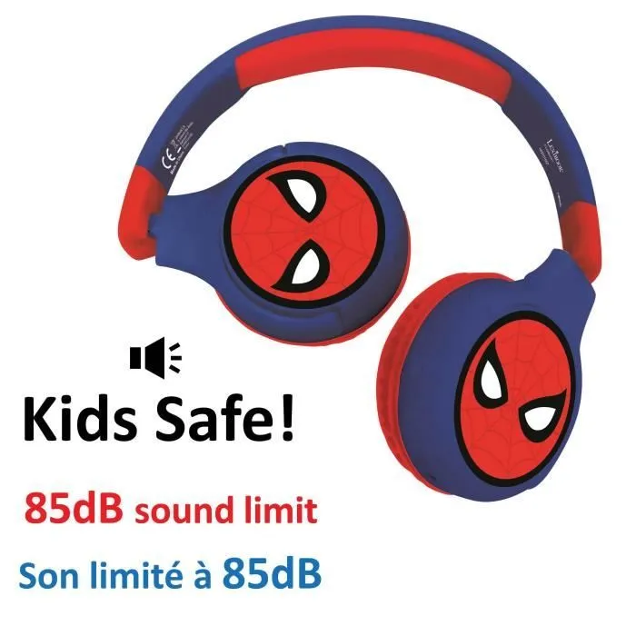 SPIDER-MAN - Casque 2 en 1 Bluetooth® - Filaire confortable et pliable pour enfants avec limitation de son - LEXIBOOK-1