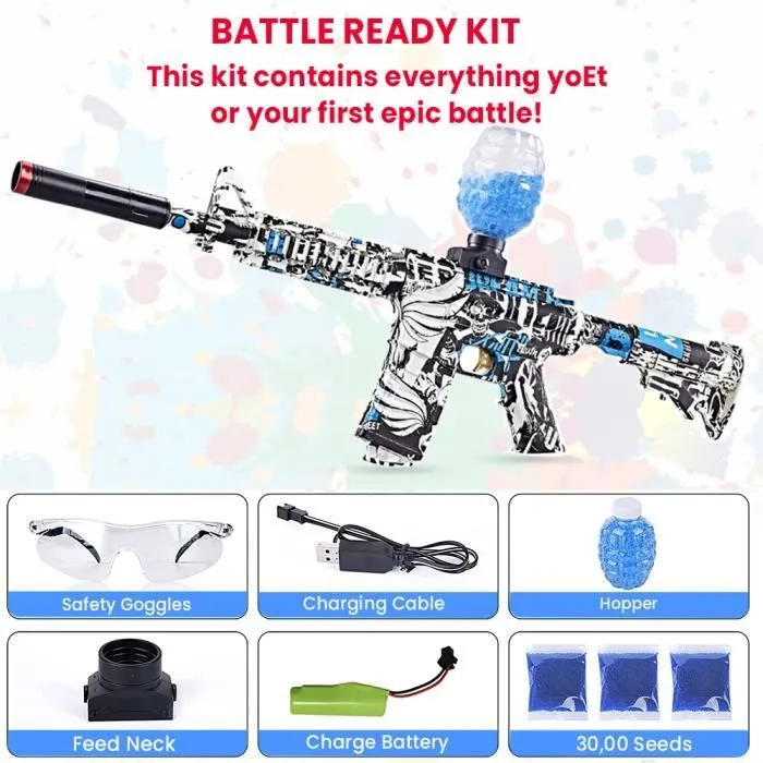Pistolet-jouet à boule de gel électrique pour enfants, pistolet-jouet à boule à éclaboussures, avec 40000 perles d'eau, tir en plein-0