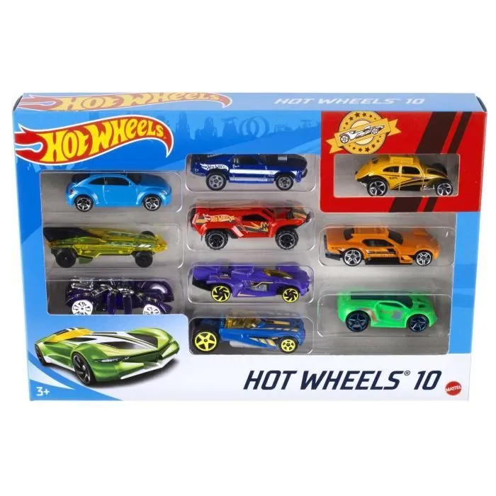 Hot Wheels - Coffret De 10 Véhicules - Coffret Petites Voitures - 3 ans et + 54886-0