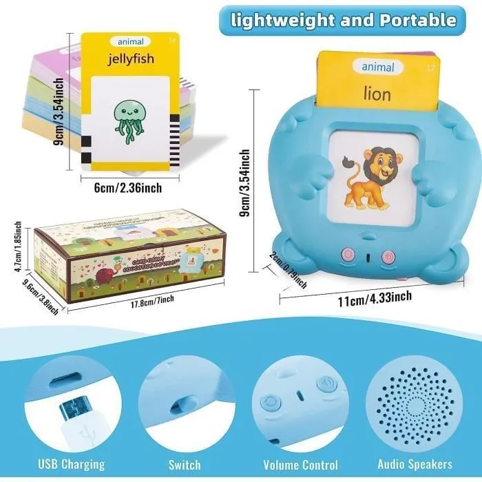 Jouet Tablette Enfant Cadeau, 224 Mots Cartes Flash Parlantes Françaisavec Cartes 112 Feuilles ,Jeux éducatifs 1 2 3 4 5 6 Ans-3