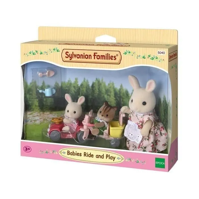 SYLVANIAN FAMILIES - TRICYCLE & MINI VOITURE BEBES - Jaune - Sets prêts à jouer-3