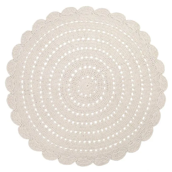 Tapis rond - NATTIOT - Alma Ecru - Coton - 150 cm - Certifié Oeko-Tex-0