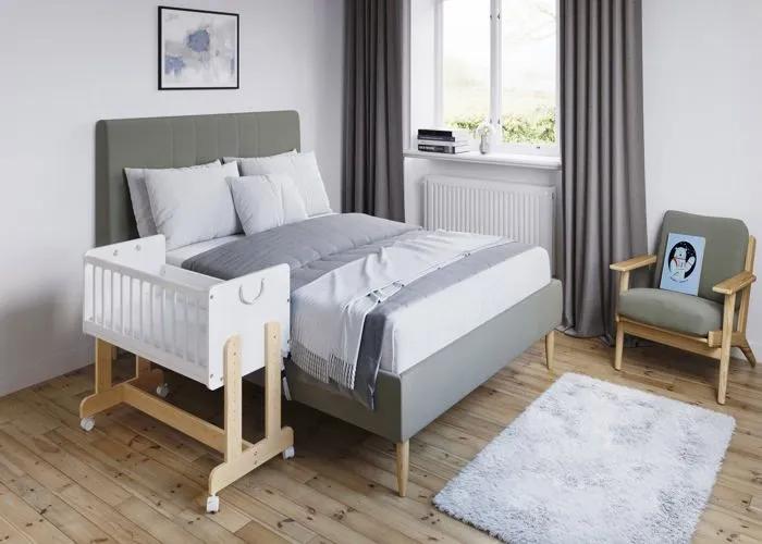 Multifonctionnel 6 en 1 Lit bébé cododo avec Matelas, roulettes 90x40cm Possibilité de Le Transformer en Coffre à Jouets, en Table-1
