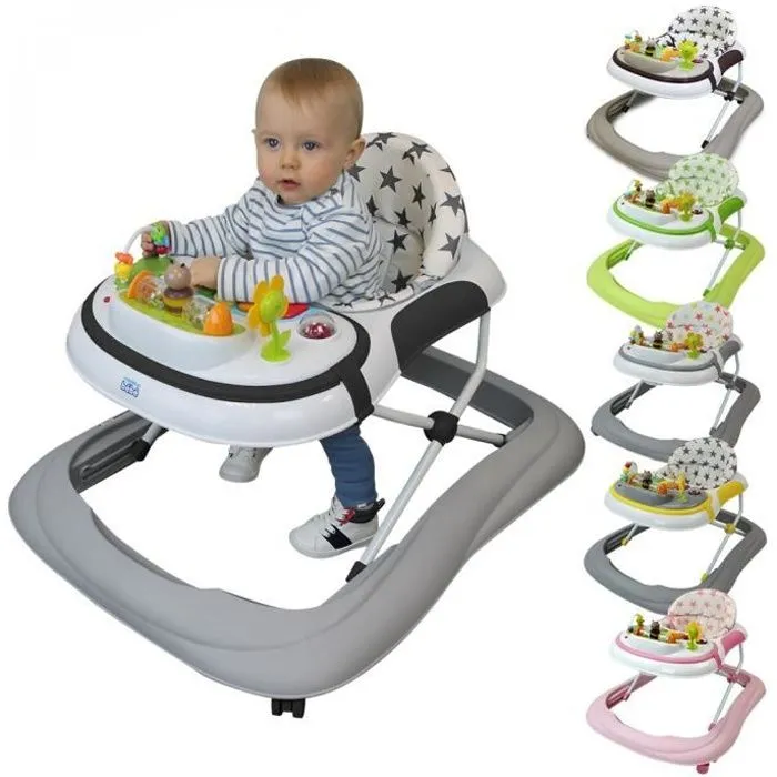 Trotteur bébé évolutif musical pliable réglable en hauteur - Noir - Monsieur Bébé-0