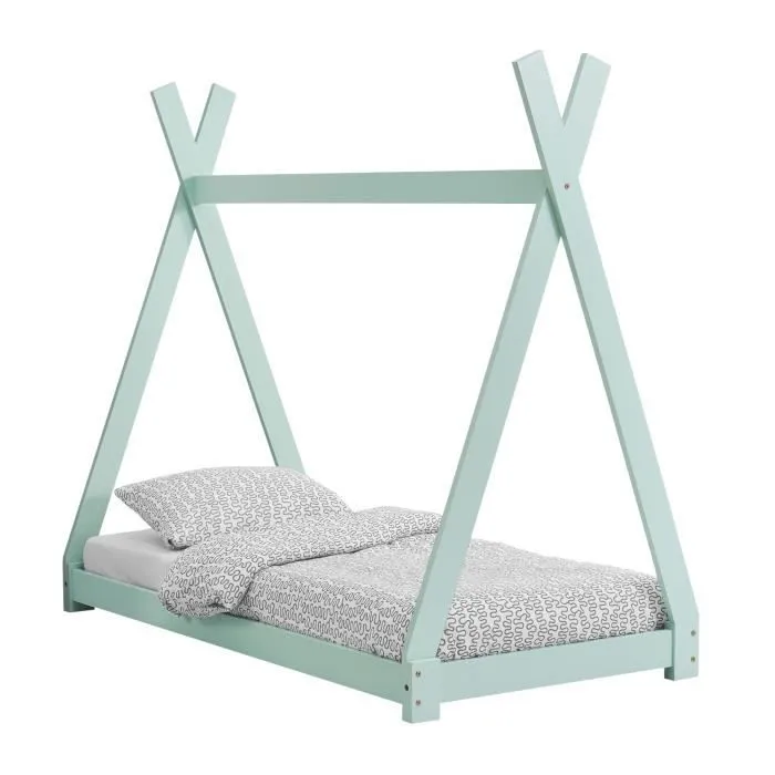 Lit de Tipi pour Enfant Onejda 70 x 140 cm Menthe [en.casa]-1