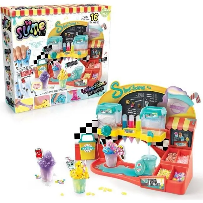 Fabrique à slime senteur fast food - CANAL TOYS - Slimelicious Factory - 16 slimes colorées et parfumées-0